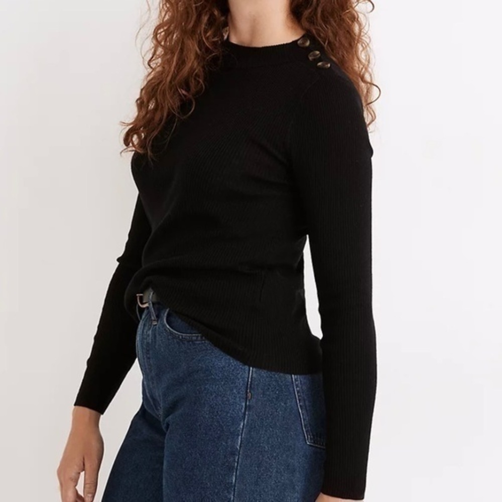 Madewell Hollyridge Ribbed Button Shoulder Sweater Nb386